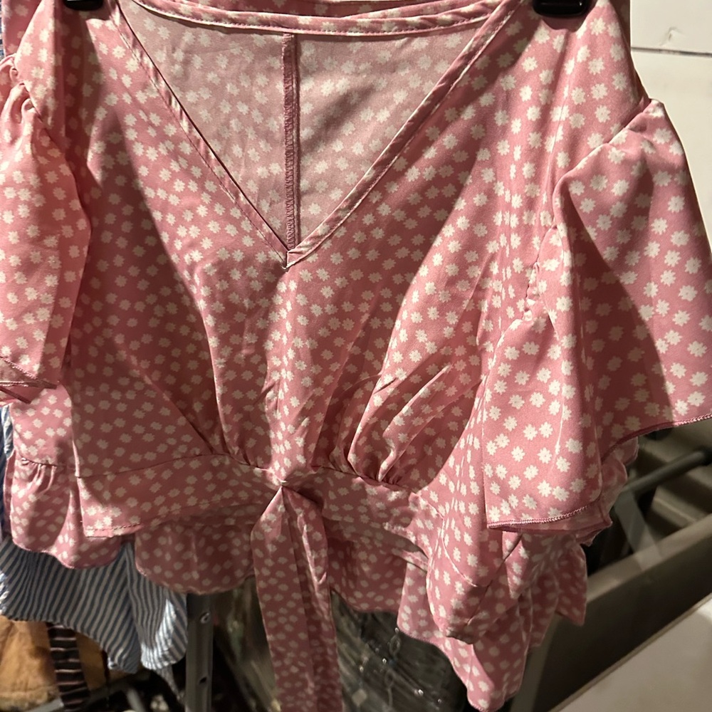 SHEIN Pink Floral Blouse and skirt